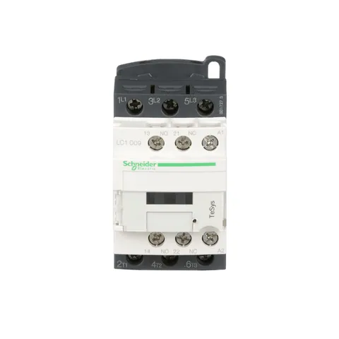 Schneider Electric LC1D09F7 IEC Contactors, TeSys Deca, Non-Reversing, 9A, 5HP at 480VAC, Up to 100kA SCCR, 3 Phase, 3 NO, 110VAC 50/60Hz Coil, Open Style — Contactores y relés
