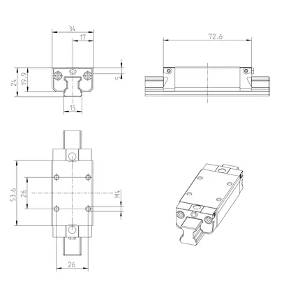Bosch Rexroth R162311420 Ball Runner Block KWD-015-SLS-C1-N-1 R — Linear Guides & Rails