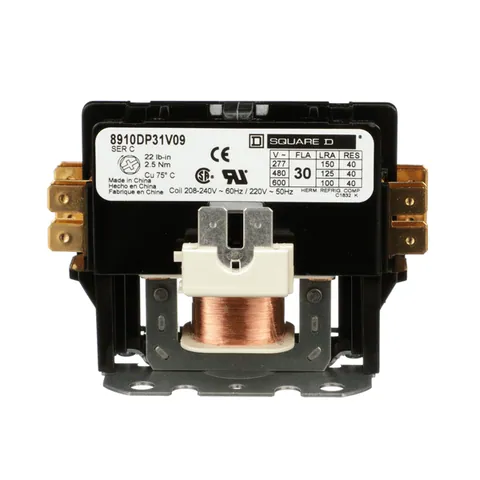 Schneider Electric 8910DP31V09 Contactor, Definite Purpose, 30A, 1 pole, 208/240VAC 60Hz 220VAC 50Hz coil, open — General Accessories