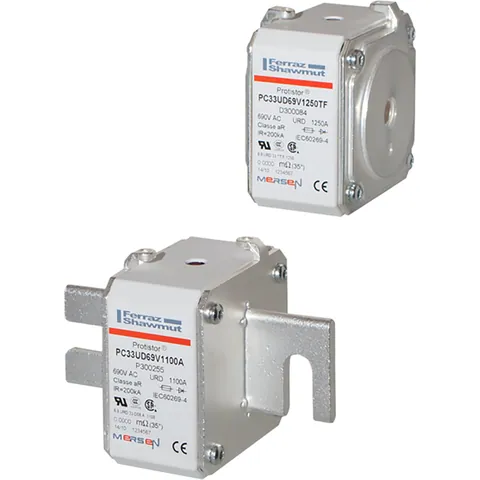 Mersen A300587 SB aR Fuse-Link, metric threaded holes, TTF, size 33, 600VAC IEC, 1800A — Interruptores automáticos y fusibles