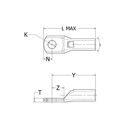 Burndy YAV4CL4BOX Copper Compression Lug, Ring Tongue, 1 Hole w/ Inspection Hole, AN-4 Flex, 5/16" Stud, Short Barrel, Tin Plated — Allgemeines Zubehör