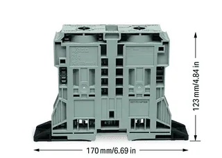 Wago 285-1161 POWER CAGE CLAMP feedthrough terminal block; with fixing flanges; 2-conductor; 350 kcMil; 32 mm wide; gray — Reihenklemmen / Klemmleisten