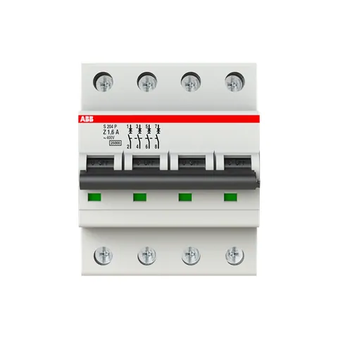 ABB 2CDS284001R0258 S204P-Z1.6 Miniature Circuit Breaker - 4P - Z - 1.6 A — Circuit Breakers & Fuses