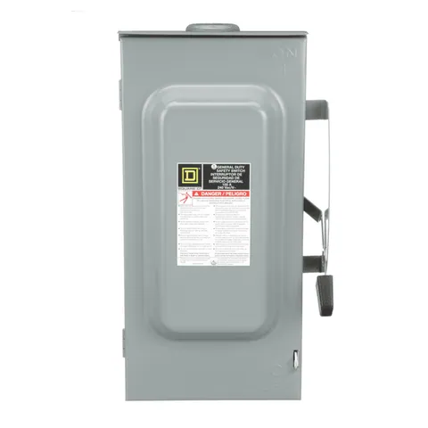 Schneider Electric D323NRB Safety switch, general duty, fusible, 100A, 3 pole, 30hp, 240VAC, NEMA 3R, 4 wire, 1 neutral, bolt on hub provision — General Accessories