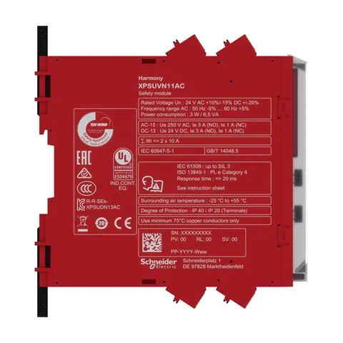 Schneider Electric XPSUVN11AC Harmony XPS Universal Safety Relay with Zero Speed Monitoring and Time Delay — Controllers & Regulators