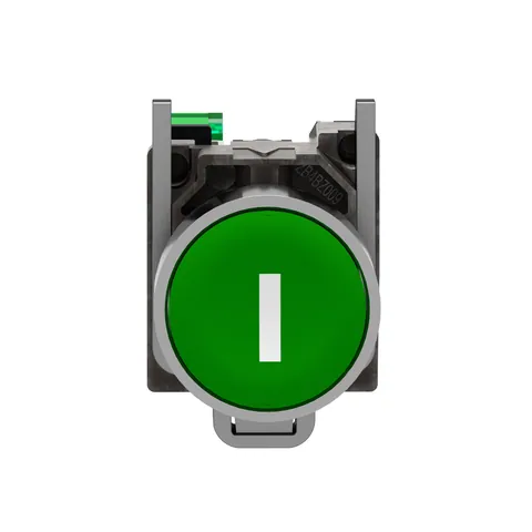 Schneider Electric ZB4RTA331 Wireless and batteryless pushbutton, push only, ø22 metal head, white I on green background cap — General Accessories