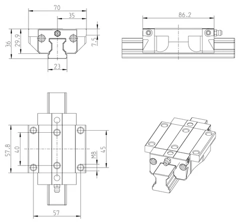Bosch Rexroth R165129320 BALL RUNNER BLOCK CARBON STEEL KWD-025-FNS-C0-H-1 — Accesorios generales