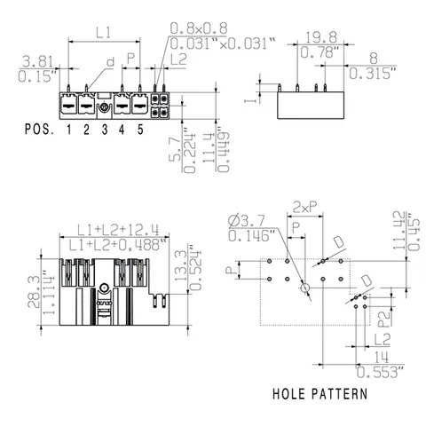 Weidmuller 2529480000 7.62 mm PCB Plug-in Connector, Male Header, 5 Poles, 2.6 mm Pin Length — Accessori generali