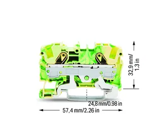 Wago 2006-1207 TOPJOB®S ground terminal block; rail mount; 2-conductor; 7.5 mm wide; green-yellow — Terminal Blocks