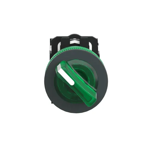 Schneider Electric XB5FK123B5 Illuminated selector switch, Harmony XB5, grey plastic, green handle, 30mm, universal LED, 2 positions, 1NO + 1NC, 24V AC DC — Switches & Modular Apparatus