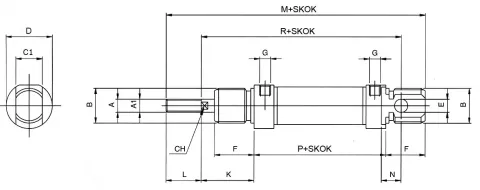 PNEUMAT SYSTEM DNM025.0020SEA Round Pneumatic Cylinder ISO6432 D25x20 Single-Acting — Pneumatic & Hydraulic Cylinders
