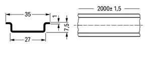 Wago 210-113 Steel carrier rail; 35 x 7.5 mm; 1 mm thick; 2 m long; unslotted; according to EN 60715; silver-colored — Allgemeines Zubehör