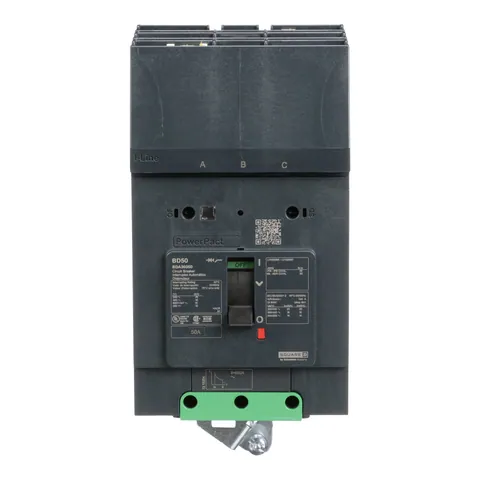 Schneider Electric BDA36050 Circuit breaker, PowerPacT B, 50A, 3 pole, 600Y/347VAC, 14kA, I-Line, thermal magnetic, 80%, ABC — Accesorios generales