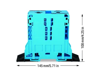 Wago 285-184 POWER CAGE CLAMP feedthrough terminal block; with fixing flanges; 2-conductor; 4/0 AWG; 25 mm wide; blue — Reihenklemmen / Klemmleisten