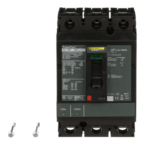 Schneider Electric HLL36125 Circuit breaker, PowerPacT H, 125A, 3 pole, 600VAC, 50kA, lugs, thermal magnetic, 80% — Accessori generali