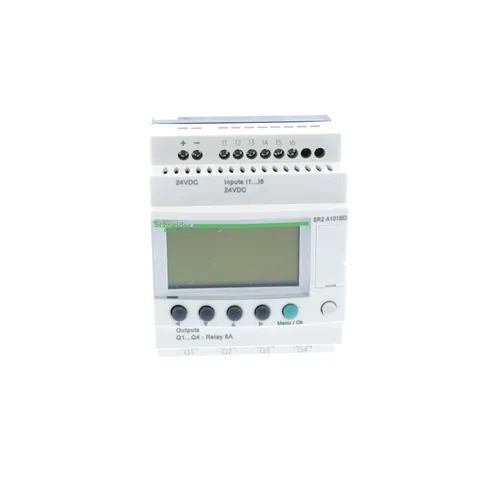 Schneider Electric SR2A101BD compact smart relay, Zelio Logic SR2 SR3, 10 IO, 24V DC, no clock, display — PLCs