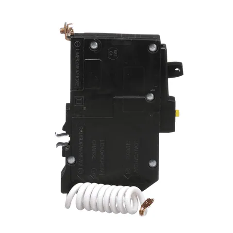 Schneider Electric QOB120VHGFI Mini circuit breaker, QO, 20A, 1 pole, 120VAC, 22kA, 6mA grd fault A, pigtail, bolt on mount — Accesorios generales