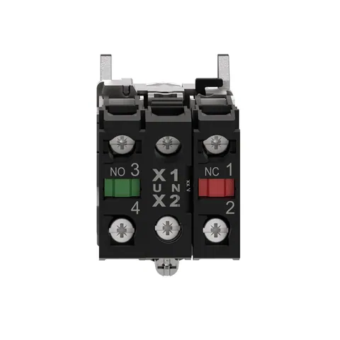 Schneider Electric XB4BW31B5 Illuminated push button, Harmony XB4, metal, white flush, 22mm, universal LED, plain lens, 1NO + 1NC, 24V AC DC — Switches & Modular Apparatus