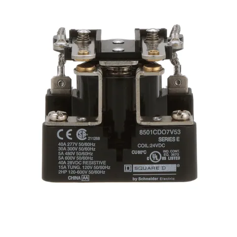 Schneider Electric 8501CDO7V53 Power Relay, Type C, 2 HP, 30A resistive at 300 VAC, DPST, 2 normally open contacts, 24 VDC coil — Accesorios generales