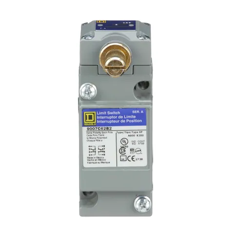 Schneider Electric 9007C62B2 limit switch, 9007C, compact body, rotary lever arm, standard pretravel, spring return, 2 NO and 2 NC, NEMA 4 and 13 — Sterowniki PLC