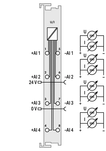Wago 750-471 4-channel analog input; Voltage/Current; Differential input; 16 bits; Diagnostics — SPS