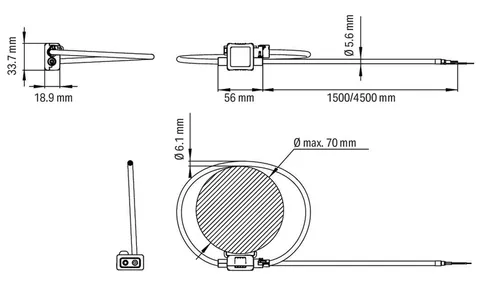 Wago 855-9450/2000-701 Rogowski coil; RT 4000; Diameter 70 mm; 4.5 m; Bayonet connector; for cable tie — Allgemeines Zubehör