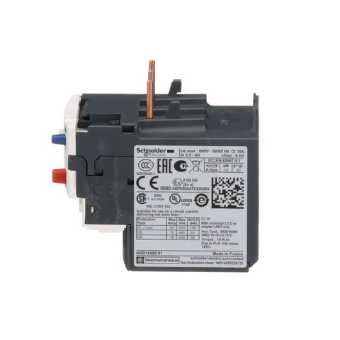 Schneider Electric LRD12 TeSys Deca, thermal overload relay, 5.5 to 8 A, class 10A — Contactors & Relays