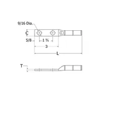 Burndy YCA321R2N AL compression lug designed for terminating jumper loop and equipment taps to switch pads and other substation switch yard apparatus, 6.95 IN L — General Accessories
