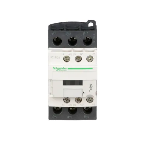 Schneider Electric LC1D25B7 IEC Contact, TeSys Deca, Non-Reversing, 25A, 15HP at 480VAC, up to 100kA SCCR, 3 Phase, 3 NO, 24VAC 50/60Hz Coil — Contactores y relés