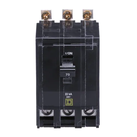 Schneider Electric QOB370VH Mini circuit breaker, QO, 70A, 3 pole, 120/240VAC, 22kA, bolt on mount — General Accessories