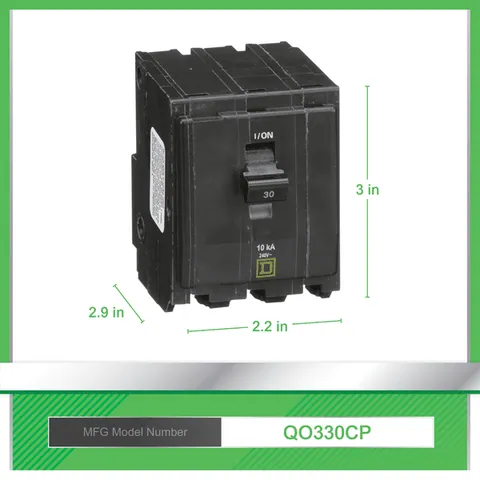 Schneider Electric QO330 Mini circuit breaker, QO, 30A, 3 pole, 120/240VAC, 10kA, plug in mount — Accessori generali