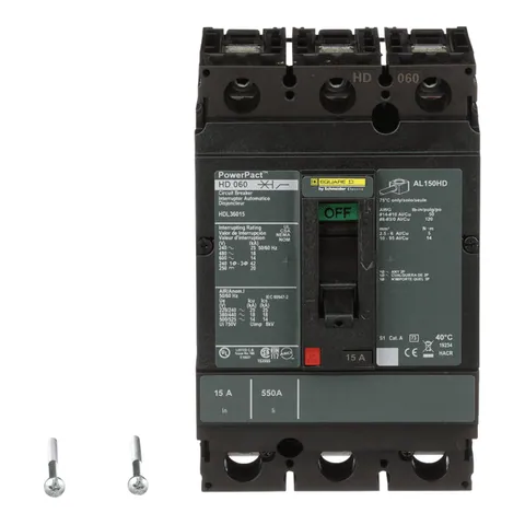 Schneider Electric HDL36015 Circuit breaker, PowerPacT H, 15A, 3 pole, 600VAC, 14kA, lugs, thermal magnetic, 80% — Accessori generali