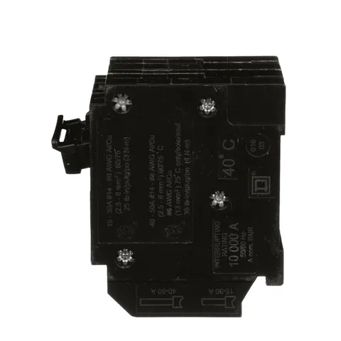 Schneider Electric HOMT215215 Quad tandem circuit breaker, Homeline, 2 x 2 pole at 15A, 120/240VAC, 10kA AIR, plug in, UL — General Accessories