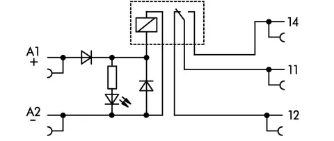 Wago 857-304 Relay module; Nominal input voltage: 24 VDC; 1 changeover contact; Limiting continuous current: 6 A; Yellow status indicator; Module width: 6 mm; 2,50 mm²; gray — Schütze & Relais
