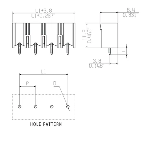 Weidmuller 1048990000 PCB Plug-in Connector, Male Header, Closed Side, THT, 7.62 mm, 6 Poles, 180° — Accessori generali