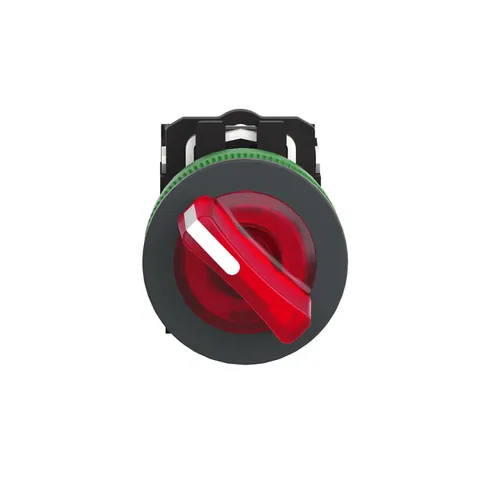 Schneider Electric XB5FK124B5 Illuminated Selector Switch, Harmony XB5, Grey Plastic, Red Handle, 30mm Universal LED — Switches & Modular Apparatus