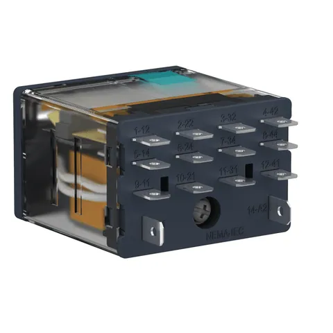 Schneider Electric RPM41BD plug-in relay, Harmony electromechanical relays, 15A, 4CO, lockable test button, 24V DC — Styczniki i przekaźniki