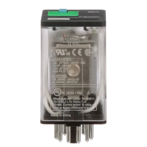 Schneider Electric 750XCXRM4L-12D General purpose relay, SE Relays, 750R, 3PDT, 10A, 12VDC, octal terminal 11 pins, LED clear cover, lock push button — Akcesoria ogólne