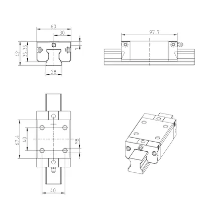 Bosch Rexroth R162271420 Ball Runner Block KWD-030-SNS-C1-N-1 R — Linear Technique