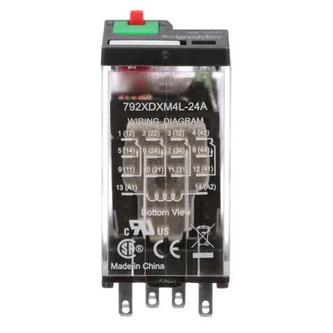 Schneider Electric 792XDXM4L-24A Power relay, SE Relays, 4PDT, 6A, 24 VAC, cover with locking push button and LED — Akcesoria ogólne