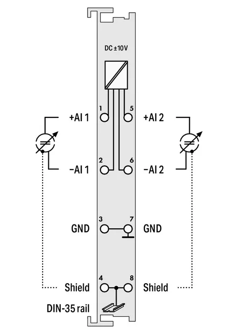 Wago 750-456 2-channel analog input; ±10 VDC; Differential input — PLC Modules & Extensions