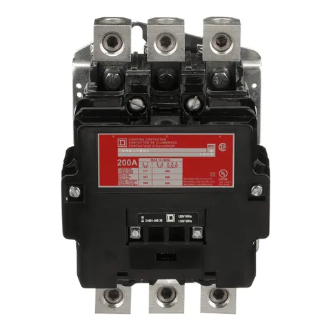 Schneider Electric 8903SVO2V02 Contactor, Type S, multipole lighting, electrically held, 200A, 3 pole, 110/120VAC 50/60Hz coil, open style — General Accessories