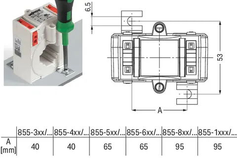Wago 855-501/1000-1001 Plug-in current transformer; 1000 A / 1 A — Allgemeines Zubehör