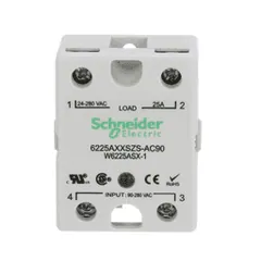 Schneider Electric 6225AXXSZS-AC90 Relay, SE Relays, solid state, SPST NO, 25A, 24…280 VAC, 90...280 VAC Uc, SCR AC zero cross, screw terminal — General Accessories