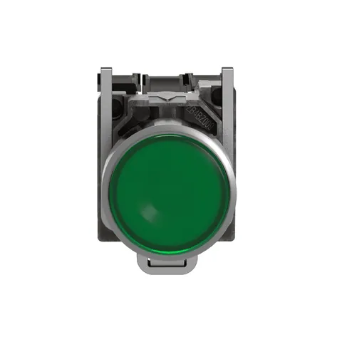 Schneider Electric XB4BW33B5 Illuminated push button, Harmony XB4, metal, green flush, 22mm, universal LED, plain lens, 1NO + 1NC, 24V AC DC — Interruttori e apparecchiature modulari