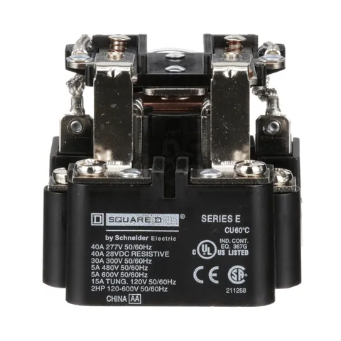 Schneider Electric 8501CO16V04 Power Relay, Type C, 2 hp, 30A resistive at 300VAC, DPDT, 2 normally open and 2 normally closed contact, 277VAC coil — Accesorios generales