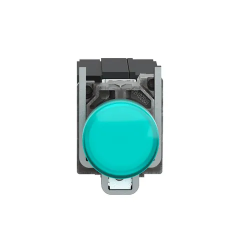 Schneider Electric XB4BV33 Pilot light, Harmony XB4, metal, green, 22mm, plain lens with BA9s bulb, 110...120V AC — General Accessories