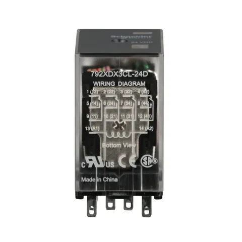 Schneider Electric 792XDX3CL-24D Power relay, SE Relays, 4PDT, 3A, 24 VDC, low level bifurcated contacts, clear cover with LED — Akcesoria ogólne