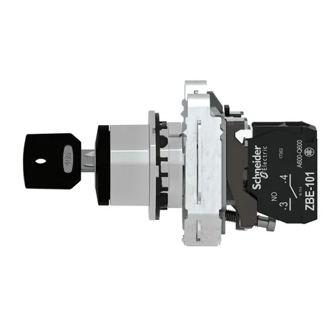 Schneider Electric XB4FG21 Key switch selector flush mounted, Harmony XB4, metal, black, 30mm, key 455, 2 positions, stay put, 1NO — Interruttori e apparecchiature modulari