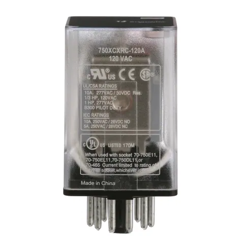 Schneider Electric 750XCXRC-120A General purpose relay, SE Relays, 750R, 3PDT, 10A, 120 VAC, octal terminal 11 pins, clear cover — Akcesoria ogólne